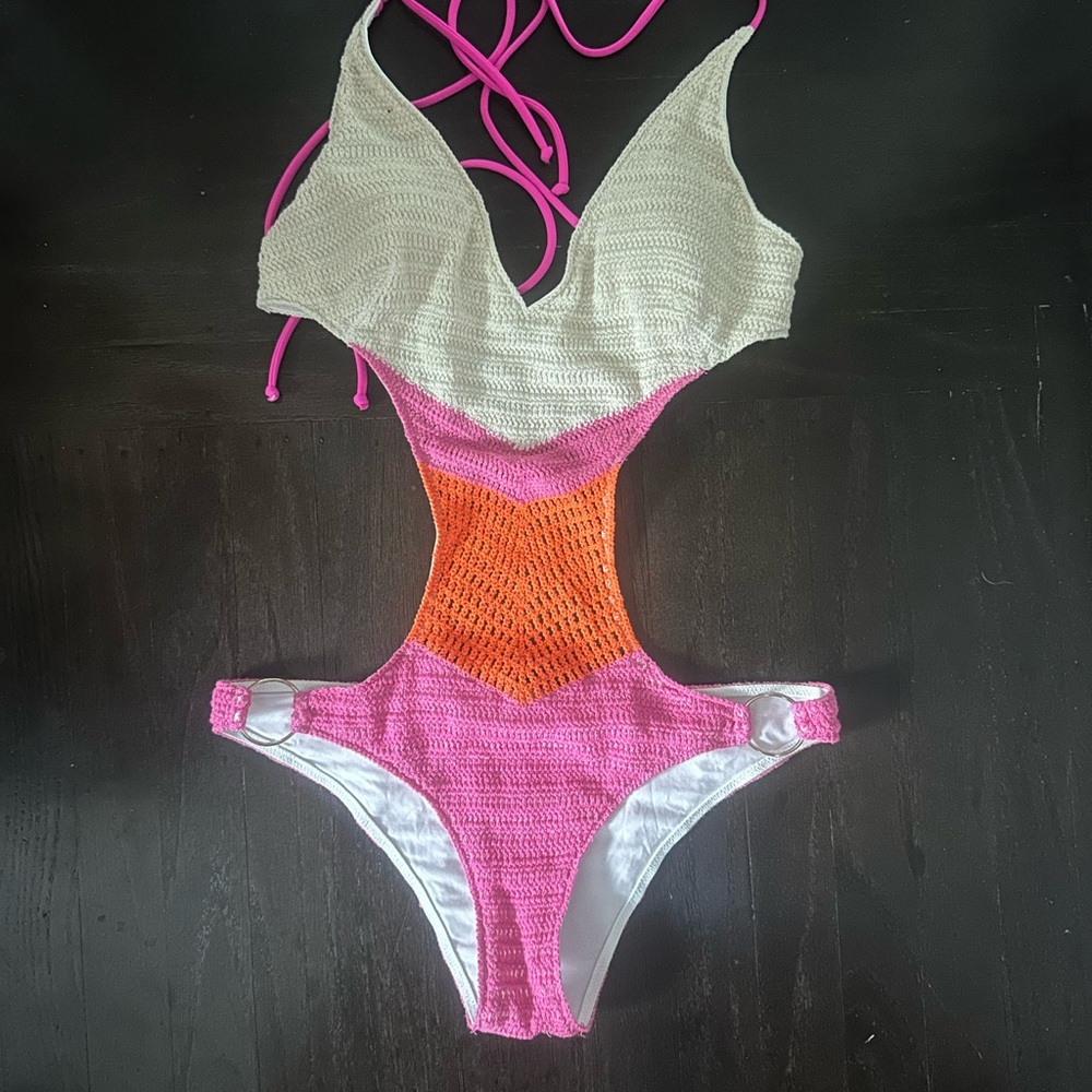 Victoria's Secret Pink and Orange Crochet Swimsuit
